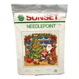 Sunset Needlepoint A Visit With Santa 12 x12  6074‎ 1981 USA Sealed